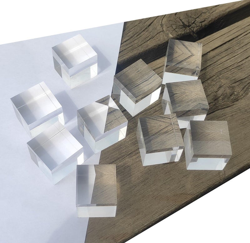 Eliphs 10 Pcs 3/4" x 3/4" x 3/4" Clear Acrylic Square Cubes Blocks - All Sides Polished, Plexiglass Plastic Cube Rod Peg - Image 1